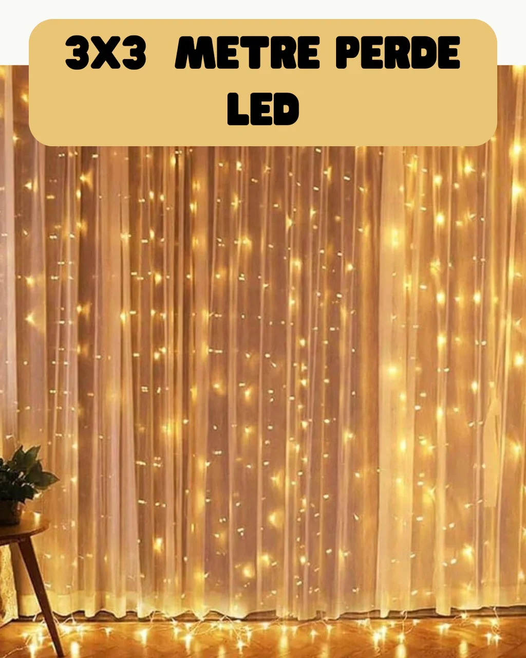 3x3 Metre Perde Led Işık Sıcak Şelale Tasarım Dekoratif Aydınlatma - Lisinya Diğer