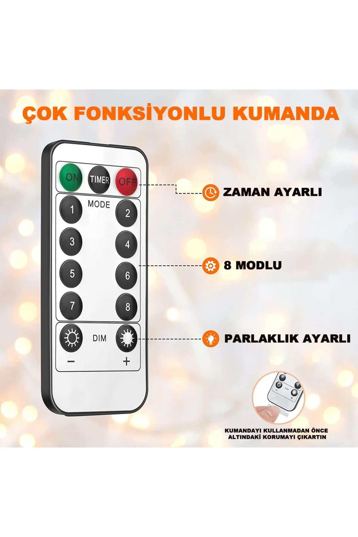 3x3 Metre Peri Led Kumandalı Perde Asma Kancalı Peri Led Yılbaşı Led Gün Işığı L