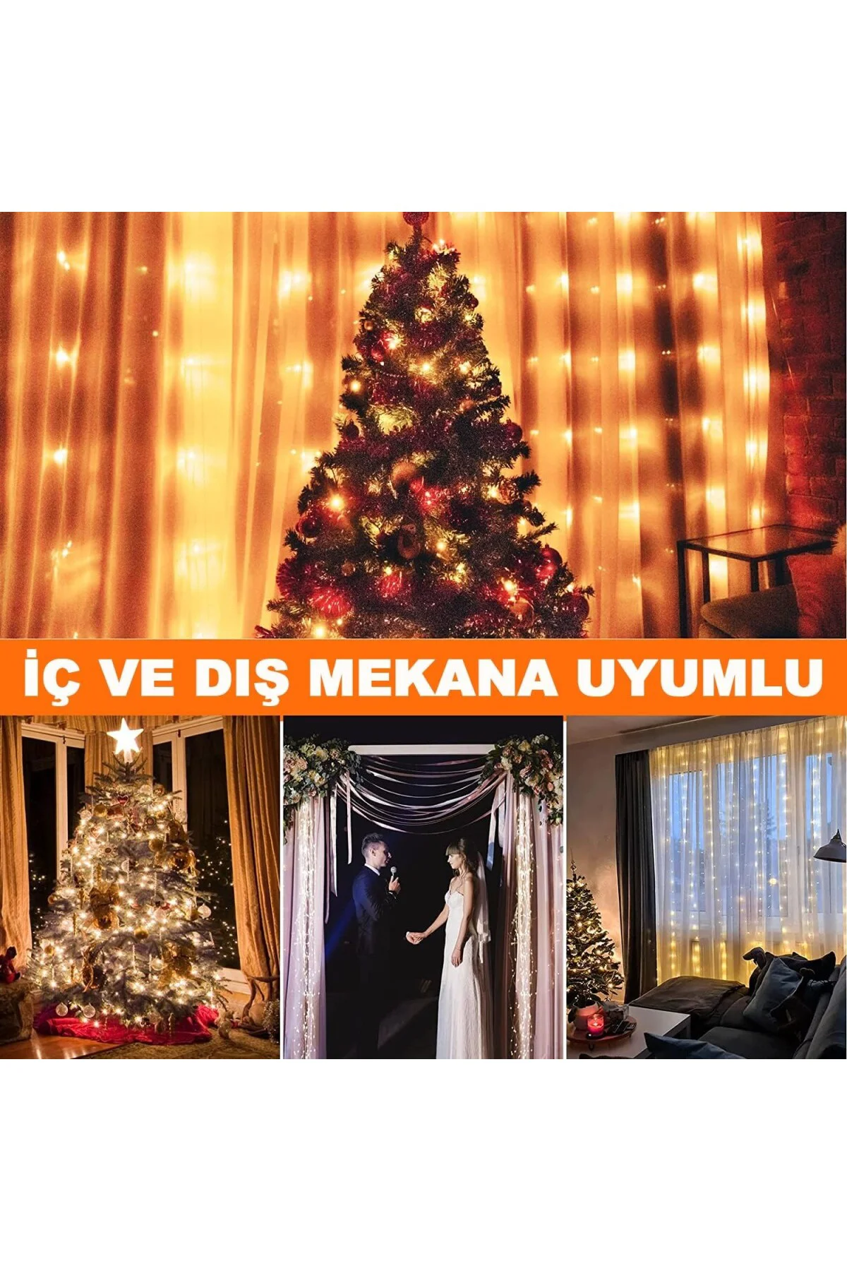 3x3 Metre Peri Led Kumandalı Perde Asma Kancalı Peri Led Yılbaşı Led Gün Işığı L