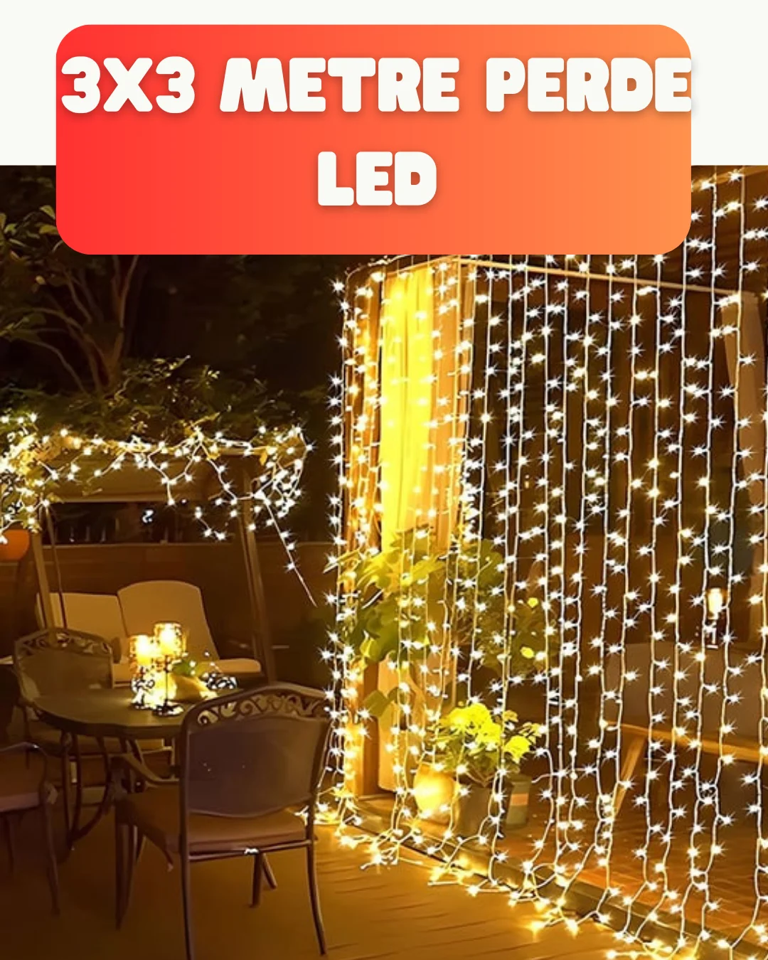 3x3 Metre Şelale LED Perde Işık İç Dış Mekân Dekorasyonu 3x3 Metre Şelale LED Perde Işık İç Dış Mekân Dekorasyonu