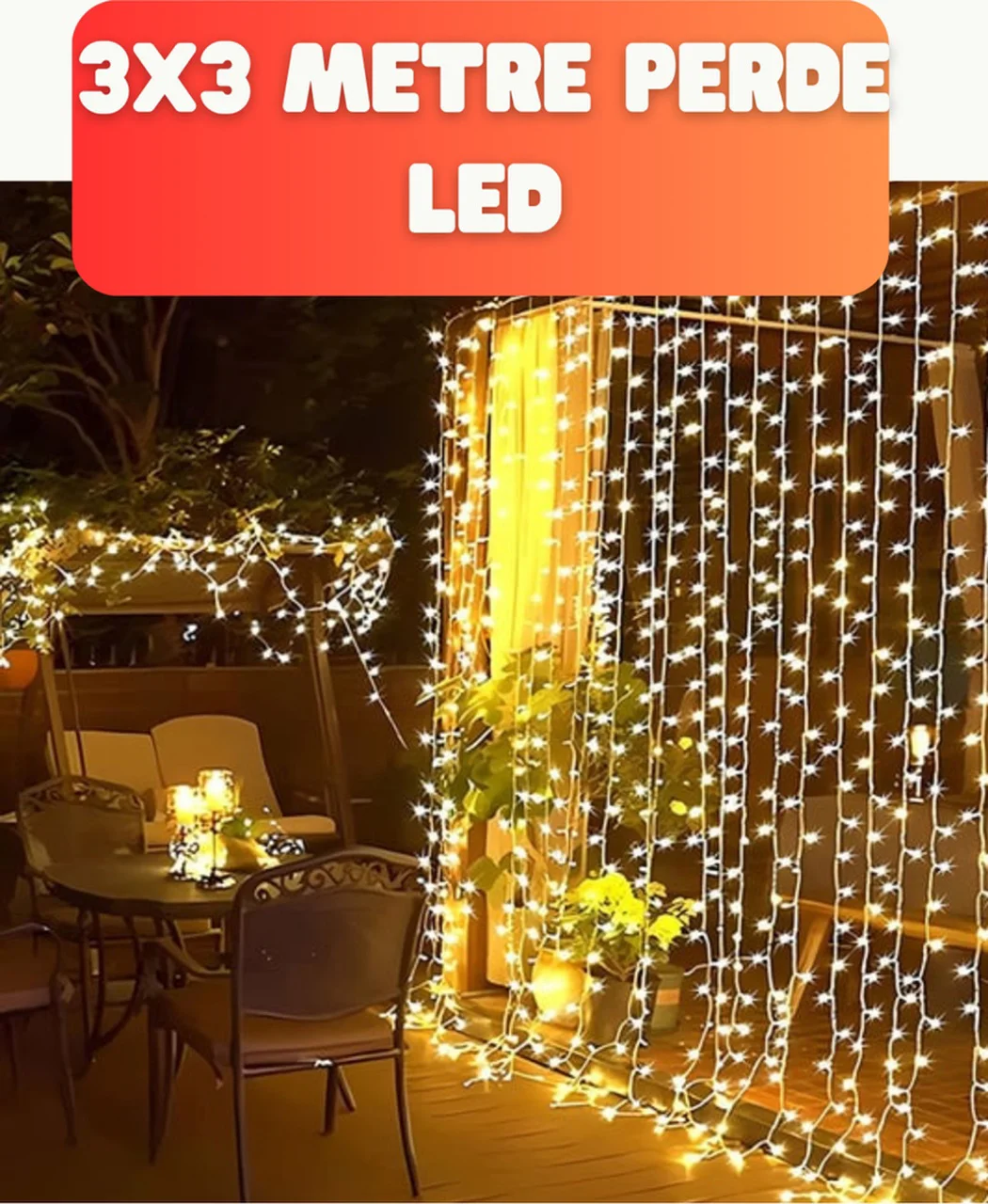 3x3 Metre Şelale Led Perde Işık İç Dış Mekân Dekorasyonu Diğer