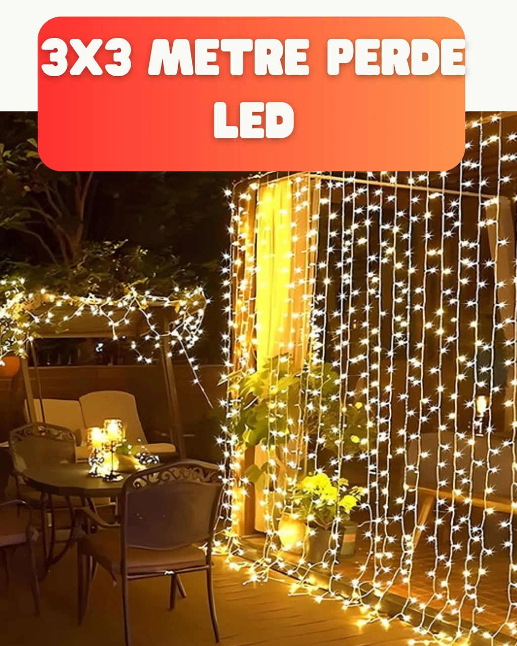 3x3 Metre Şelale Led Perde Işık İç Dış Mekân Dekorasyonu - Lisinya Diğer
