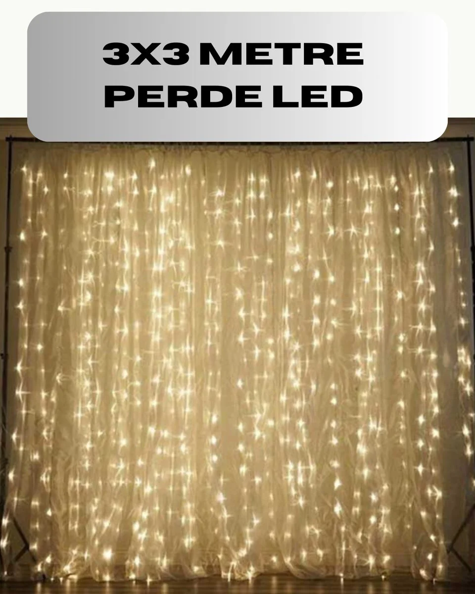 3x3 Perde LED Işık Şelale Model Özel Gün Dekoratif Aydınlatma