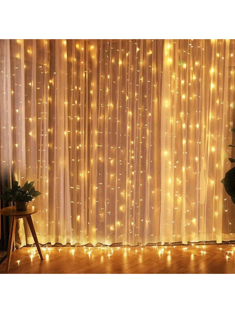 3x3m Premium Perde LED - 8 Fonksiyonlu, Su Geçirmez İç Dış Mekan Teras Dekor Işıkları