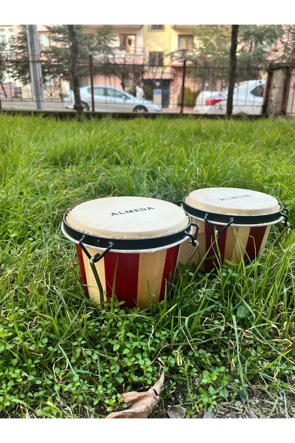 4'' 5'' inç Ahşap Kasa Gerçek Deri Mini Bongo