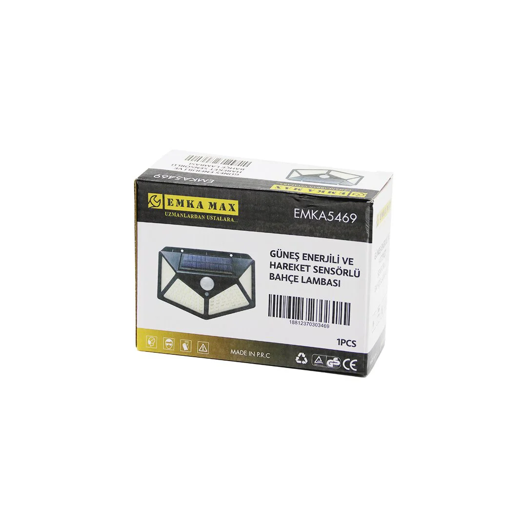 4 Açılı Solar - Hareket Sensörlü Aplik Duvar Lambası Dış Mekan 9.5 X 13.5CM