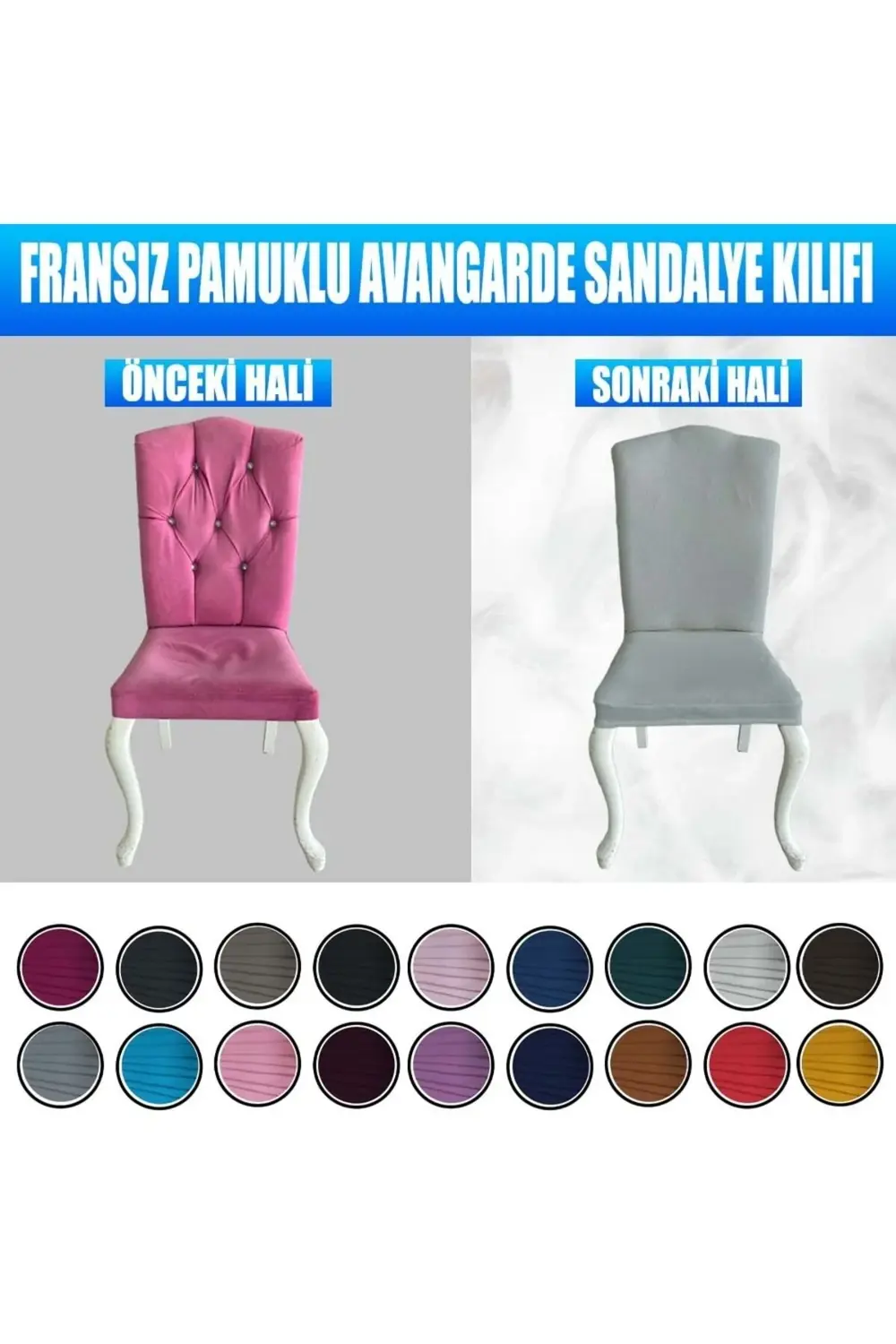 4 Adet %100 Pamuklu Fransız Kumaş Avangarde Model Sandalye Kılıfı