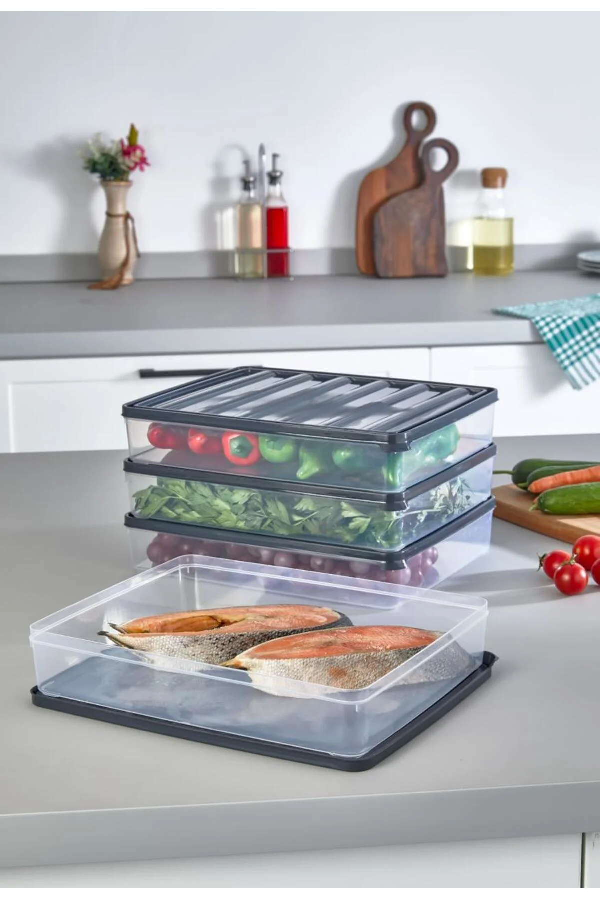 4 adet 2500 ml difriz buzdolabı saklama kabı buzdolabı düzenleyic