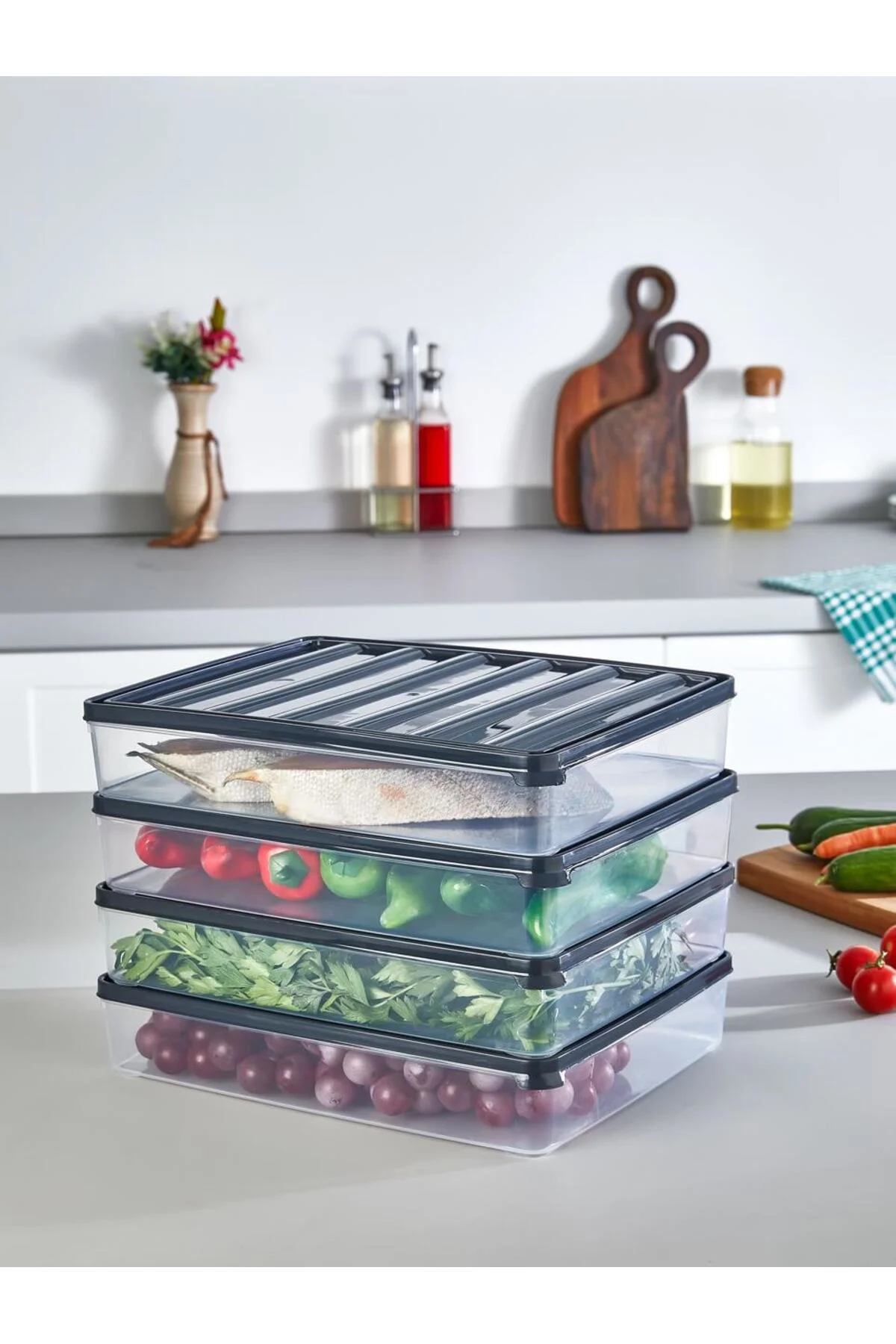 4 adet 2500 ml difriz buzdolabı saklama kabı buzdolabı düzenleyic