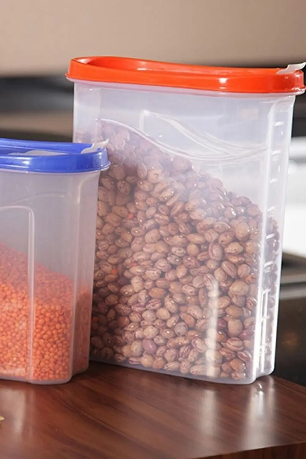 4 Adet 4 Lt Erzak Kabı, Pratik Erzak Saklama Kabı Kapaklı Ölçekli