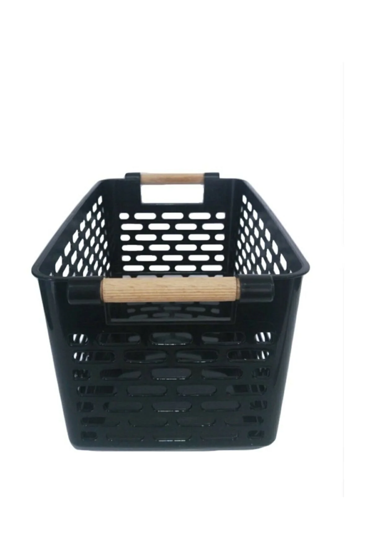 4 Adet Ahşap Renk Plastik Saplı Organizer Sepet Düzenleyici (SİYAH) Plastik Siyah
