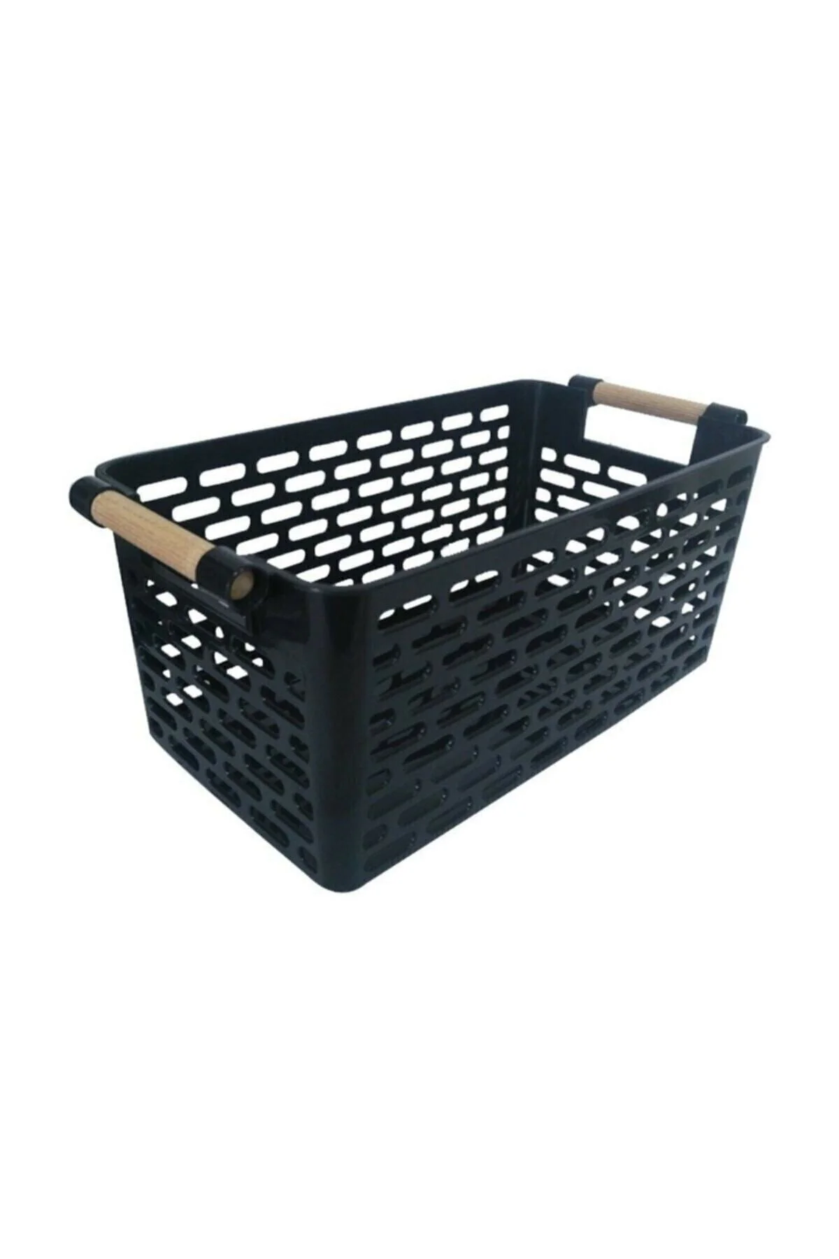 4 Adet Ahşap Renk Plastik Saplı Organizer Sepet Düzenleyici (ASOR