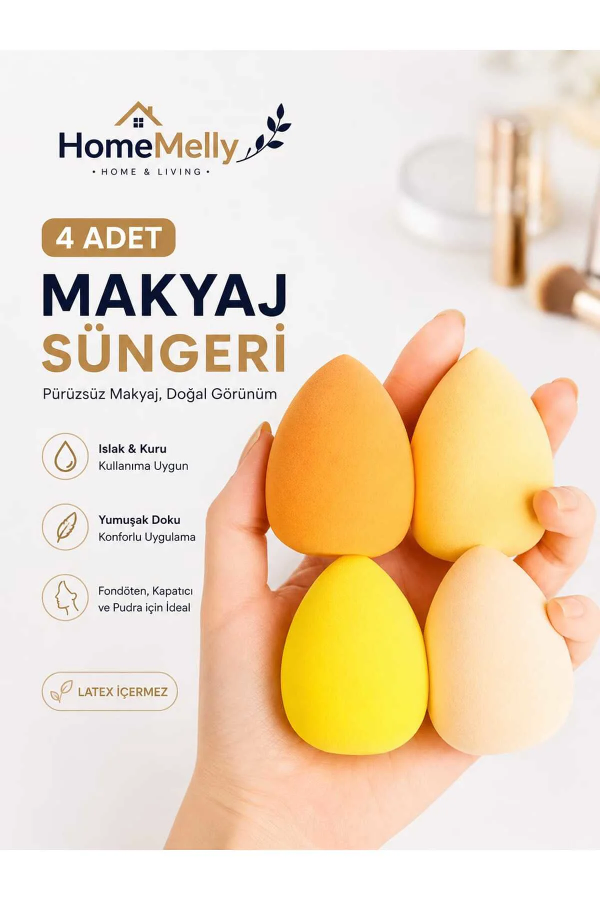 4 Adet Armut Makyaj Süngeri Fondöten Blender Sünger Beauty Blender Makyaj Süngeri Seti 4 Adet Armut Makyaj Süngeri Fondöten Blender Sünger Beauty Blender Makyaj Süngeri Seti