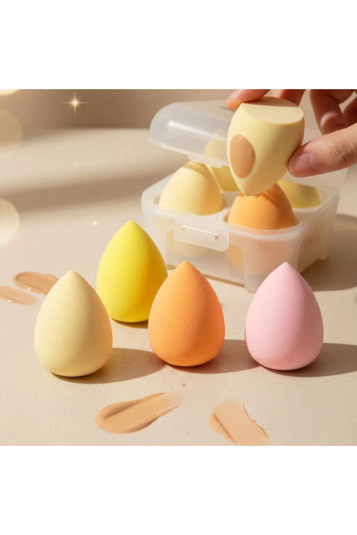 4 Adet Armut Makyaj Süngeri Fondöten Blender Sünger Beauty Blende