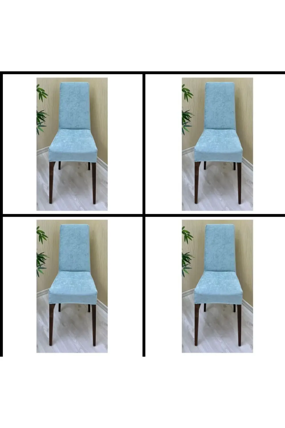 4 Adet BabyFace Kadife Kumaş Sandalye Kılıfı Yıkanabilir Likralı