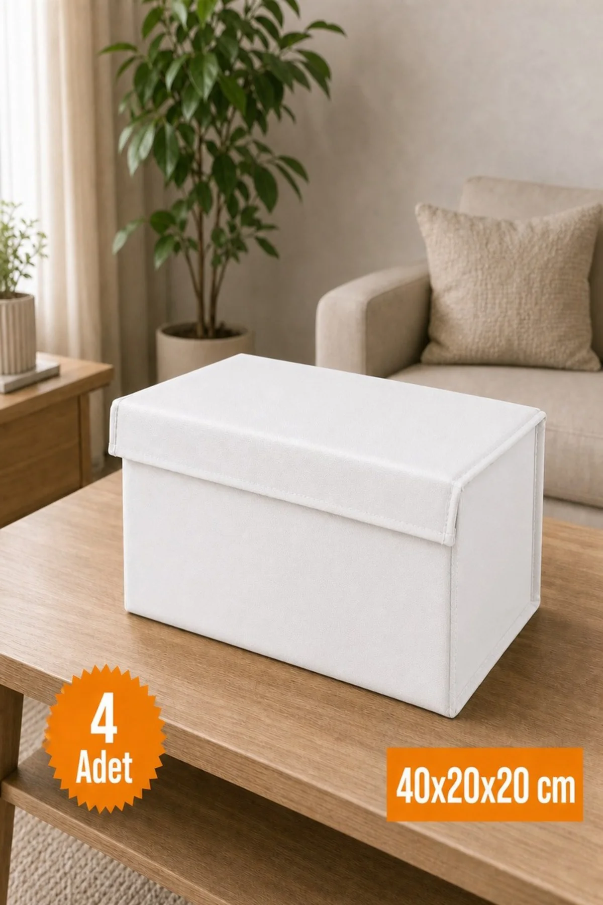 4 Adet Beyaz Kapaklı Dolap İçi Düzenleyici, Katlanabilir Kıyafet Saklama Kutusu, Raf Düzenleyici Organizer Large 40x20x20cm 4 Adet Beyaz Kapaklı Dolap İçi Düzenleyici, Katlanabilir Kıyafet Saklama Kutusu, Raf Düzenleyici Organizer Large 40x20x20cm