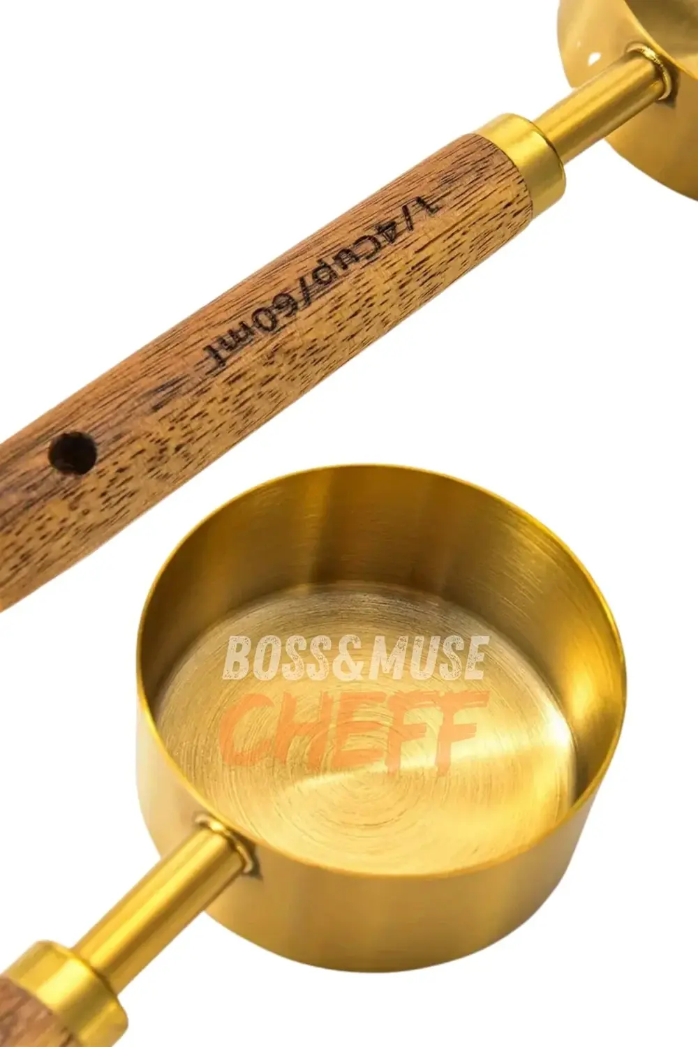 4 Adet Büyük Boy Paslanmaz Çelik Ahşap Saplı Ölçü Kaşığı Seti Ölç