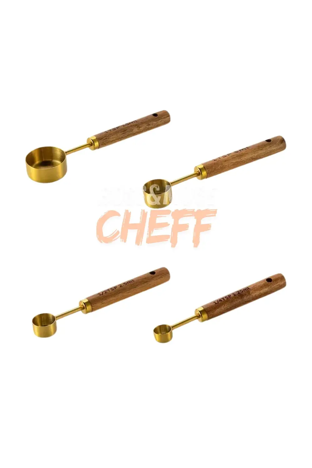 4 Adet Büyük Boy Paslanmaz Çelik Ahşap Saplı Ölçü Kaşığı Seti Ölç