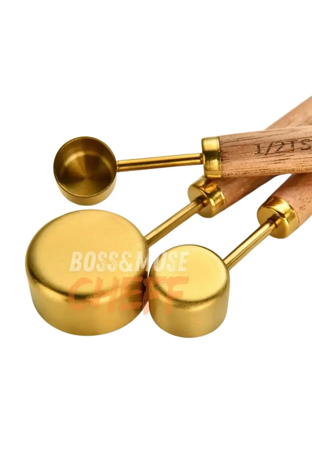 4 Adet Büyük Boy Paslanmaz Çelik Ahşap Saplı Ölçü Kaşığı Seti Ölç