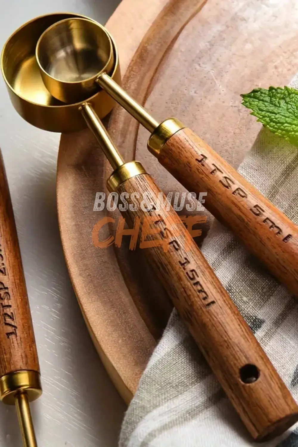 4 Adet Büyük Boy Paslanmaz Çelik Ahşap Saplı Ölçü Kaşığı Seti Ölç