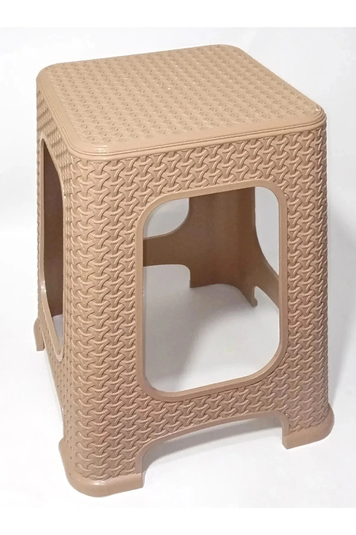 4 Adet Büyük Kahve Tabure Kir Tutmaz 45cm Hasır Örgü Yemek Masası