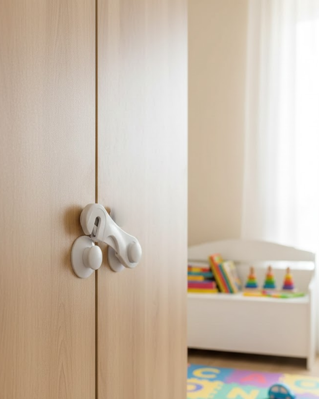 4 Adet Çocuk Güvenliği Dolap Kilidi Yapışkanlı Pratik Kullanım Ev