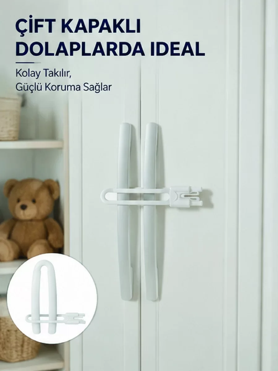 4 Adet Çocuk Güvenlik Dolap Kilidi Seti - Dayanıklı ve Uzun Ömürlü Tasarım