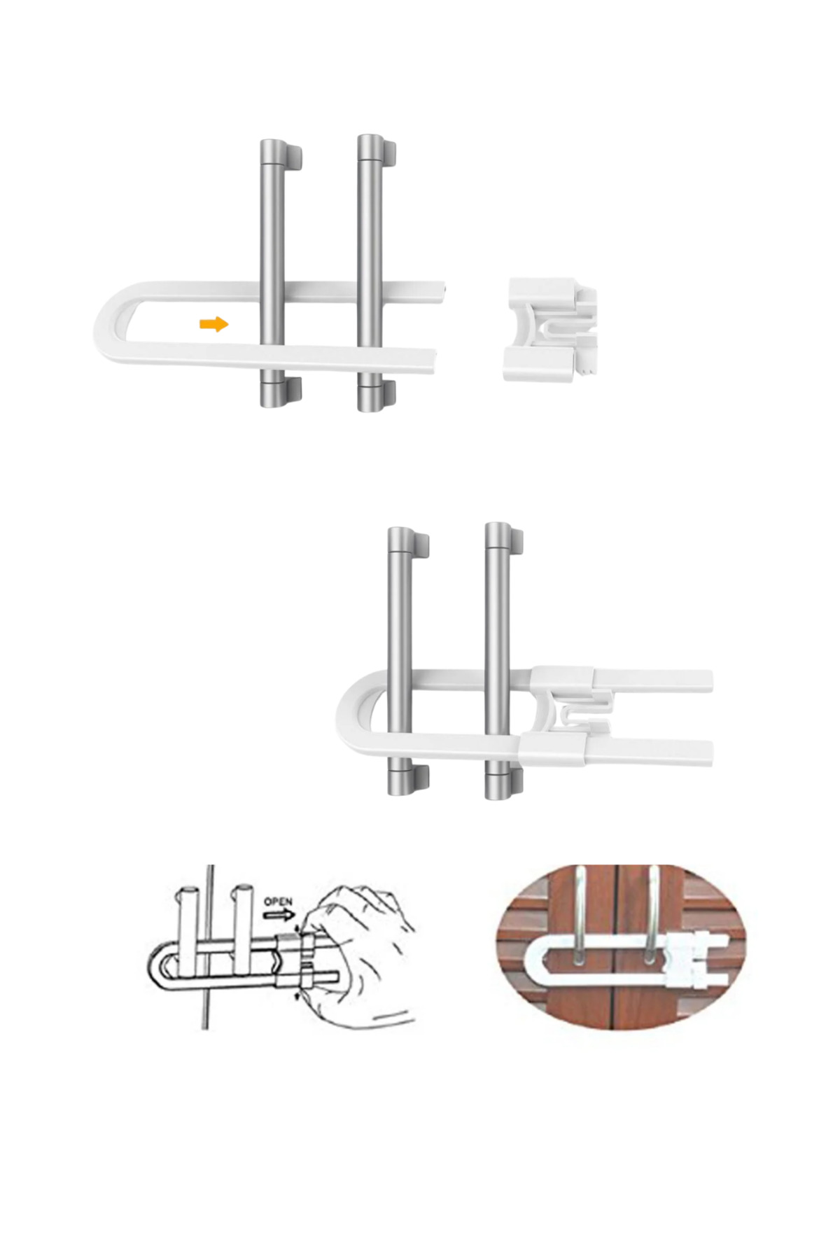4 Adet Çocuk Güvenlik Dolap Kilidi Dayanıklı ve Uzun Ömürlü Tasar