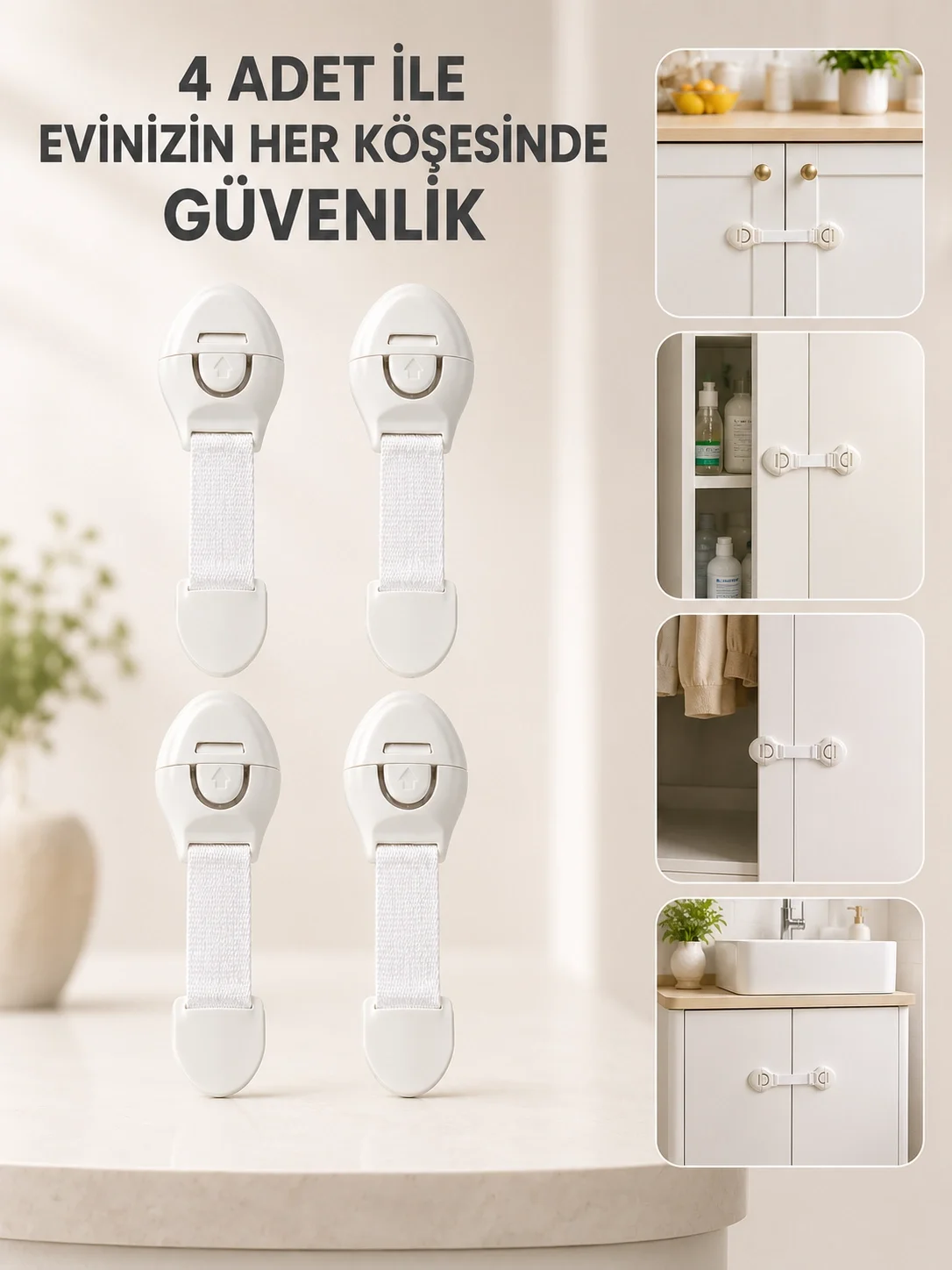 4 Adet Çok Amaçlı Çocuk Güvenlik Kilidi Dolap, Çekmece ve Gardırop İçin Fiyatı, Yorumları ve Özellikleri