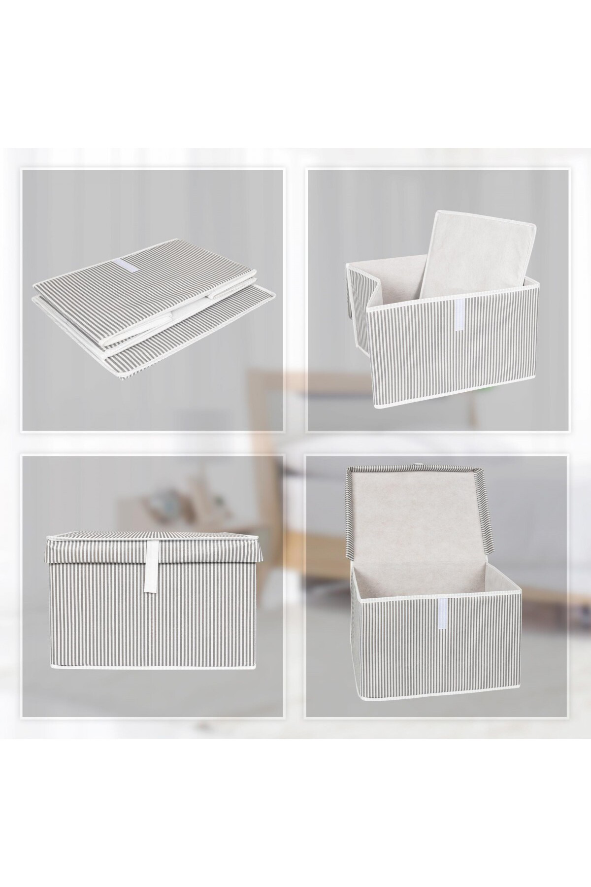 Pazar Kapısı 4 Adet Çok Amaçlı Düzenleyici Kutu Mini Boy Gri