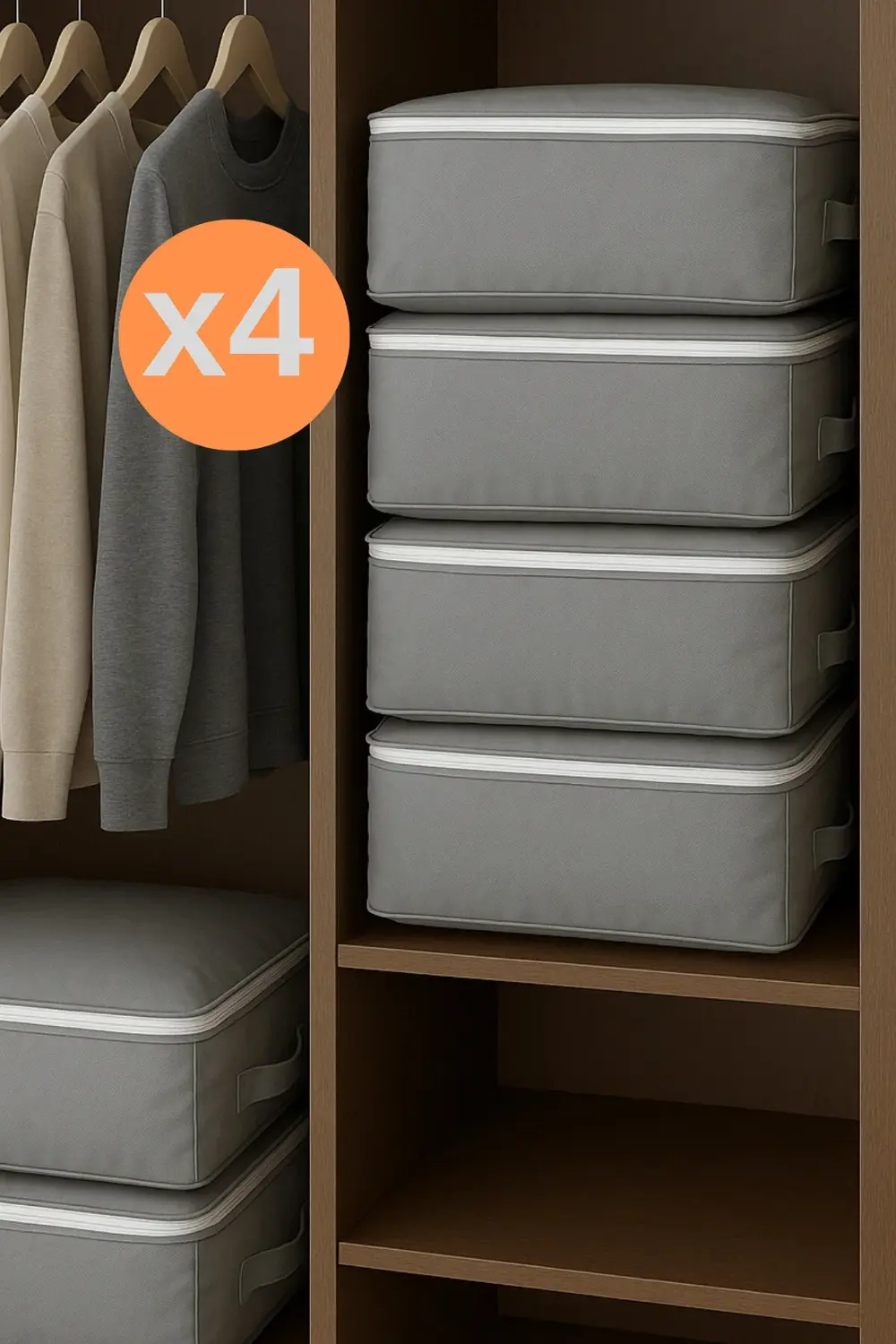 4 Adet Çok Amaçlı Giysi Dolap Düzenleyici Hurç- Kazak-Giysi-Pike-