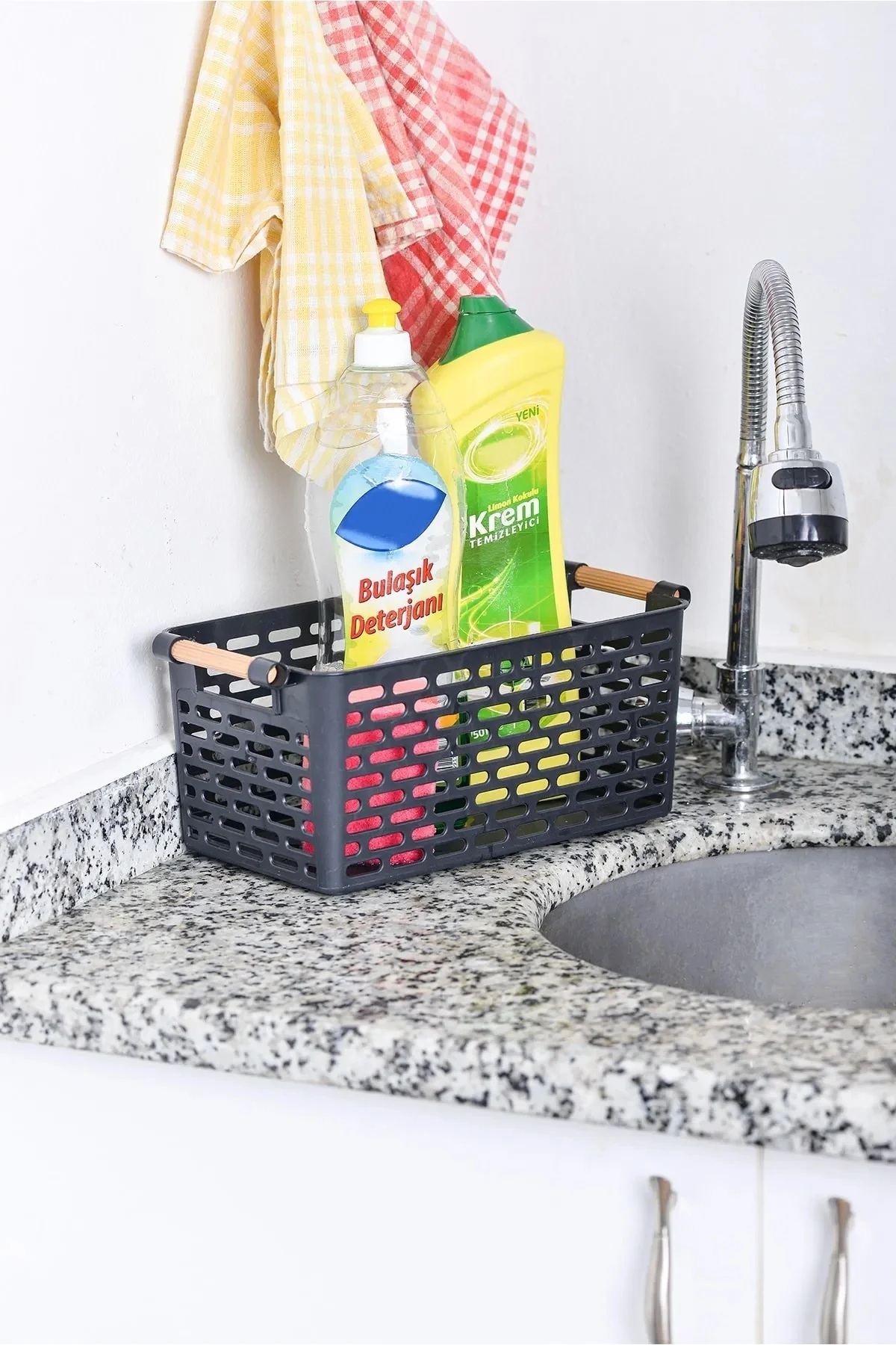 4 Adet - Çok Amaçlı Plastik Tutacaklı Organizer Sepet Dolap Içi Ç