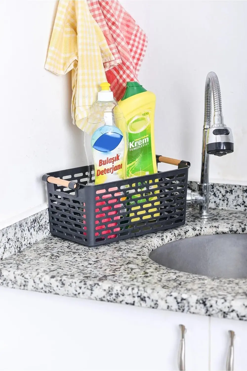 4 Adet - Çok Amaçlı Plastik Tutacaklı Organizer Sepet Dolap Içi Ç