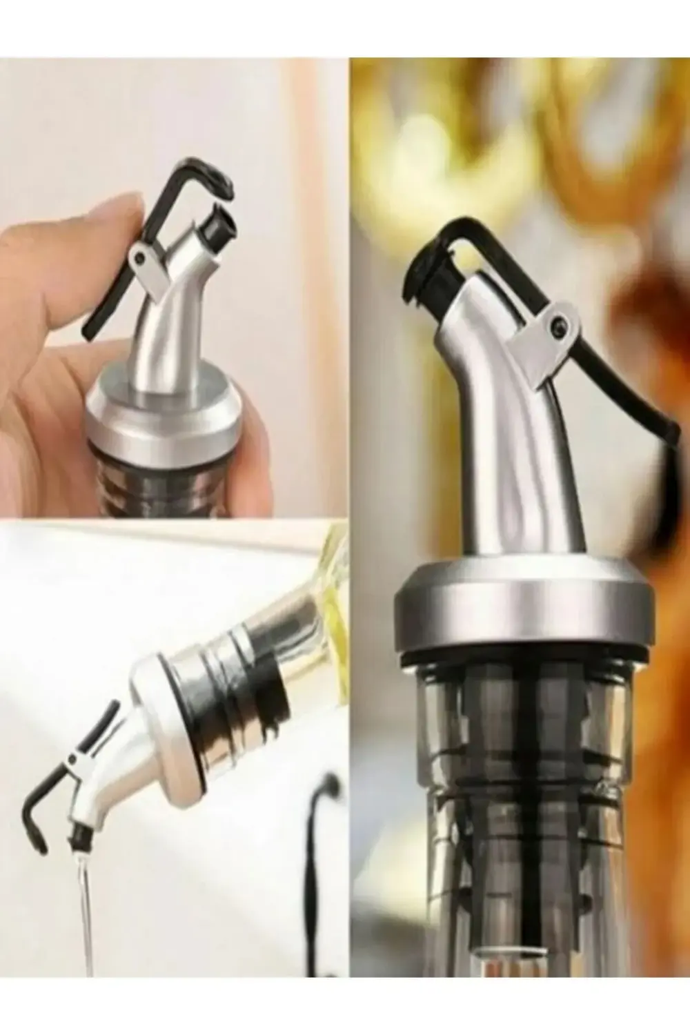 4 Adet Damlatmaz Kapaklı Şişe Tıpası Sızdırmaz Yağdanlık Ucu Yağ