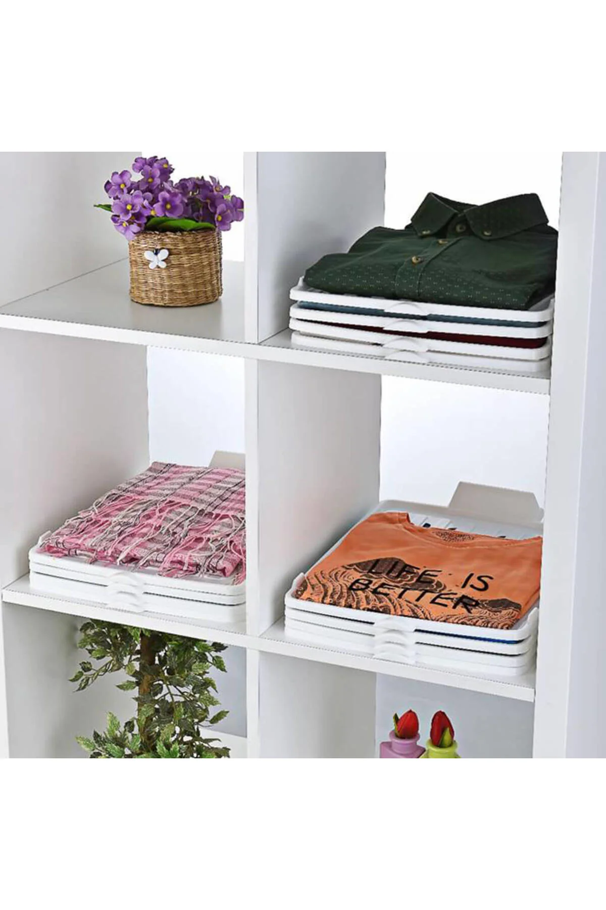 4 Adet Dolap İçi T-Shirt Düzenleyici, T-Shirt Gömlek Bluz Düzenle