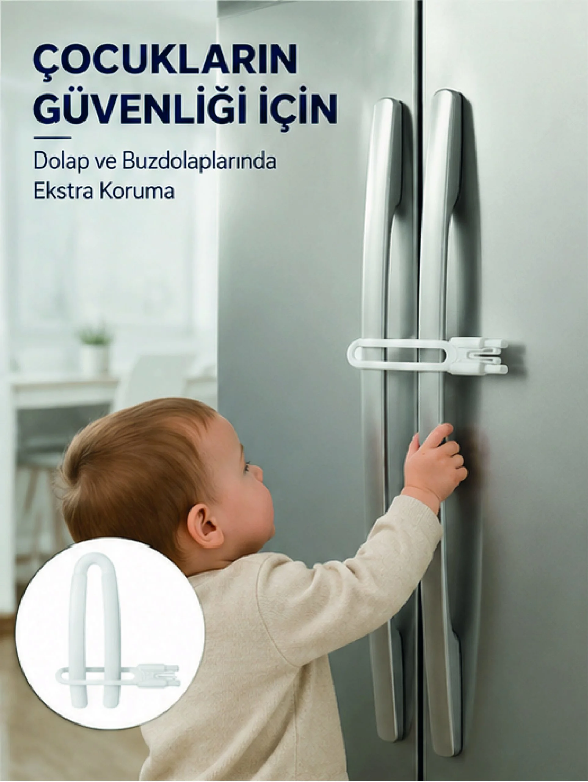 4 Adet Dolap Kapak Kilidi Ev İçi Güvenlik İçin Pratik Koruma Seti Yeni Nesil