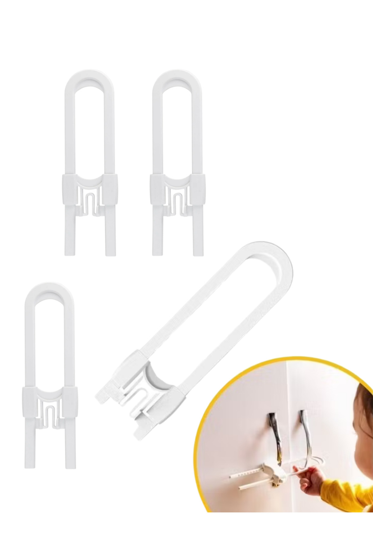 4 Adet Dolap Kapak Kilidi Ev İçi Güvenlik İçin Pratik Koruma Seti