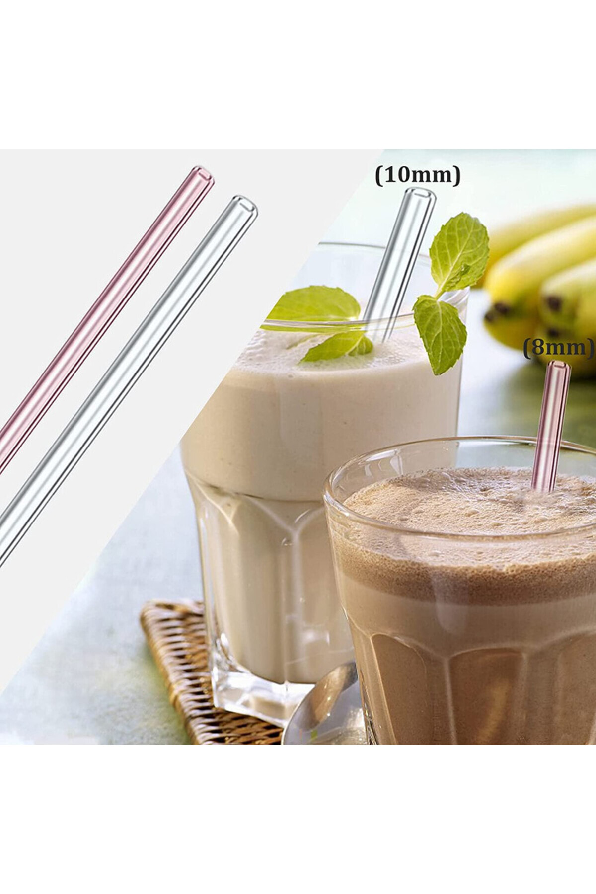 4 Adet Düz Cam Pipet Gıda İle Teması Uygun Temizleme Fırçası Hedi