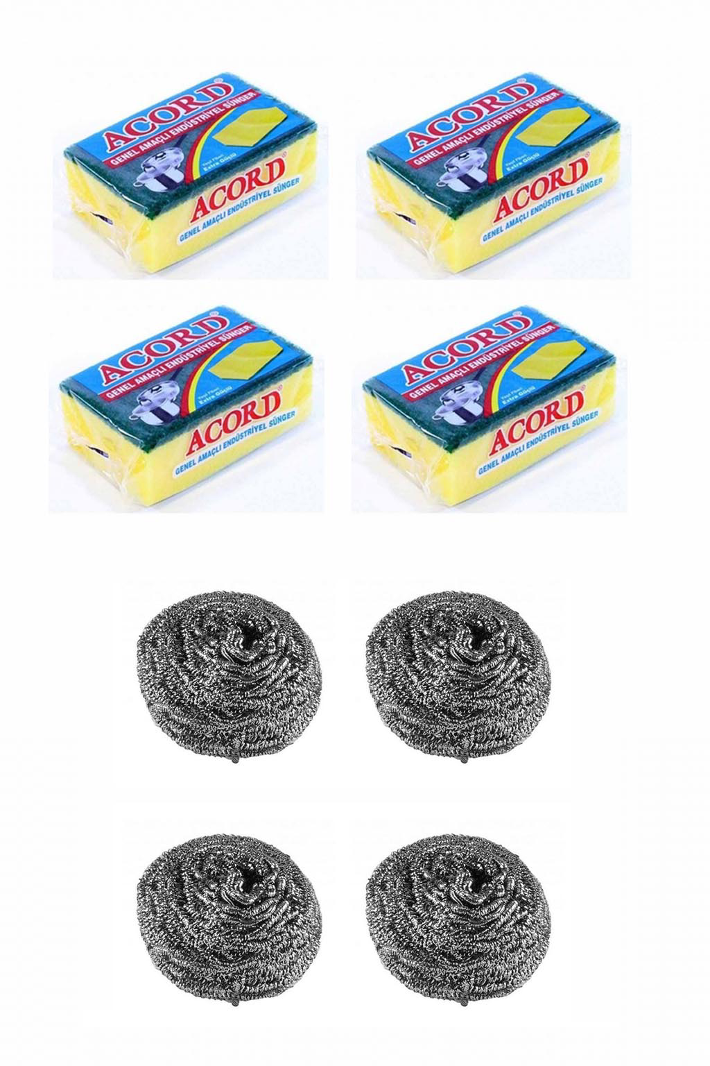 4 Adet Endüstriyel Bulaşık Teli ve 4 Adet Endüstriyel Çok Amaçlı 