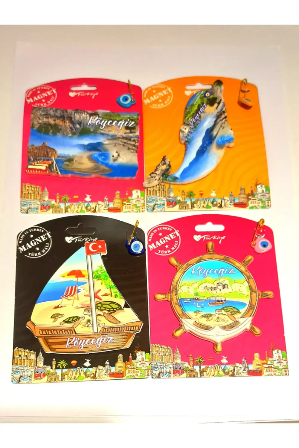 4 Adet Farklı Model Desenli Renkli Kültürel Mıknatıslı Magnet