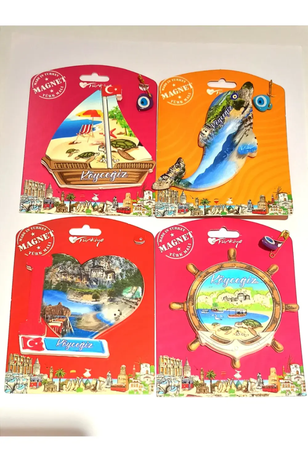 4 Adet Farklı Model Desenli Renkli Kültürel Mıknatıslı Magnet