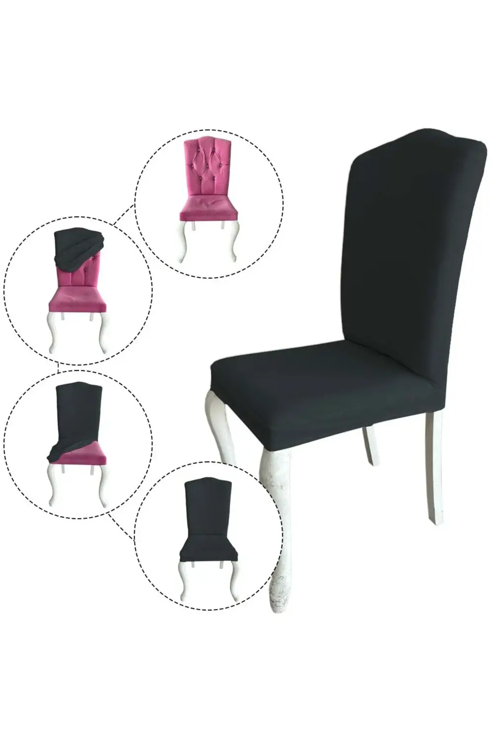 4 Adet Fransız Pamuklu Kumaş Avangarde Tipi Sandalye Kılıfı & San