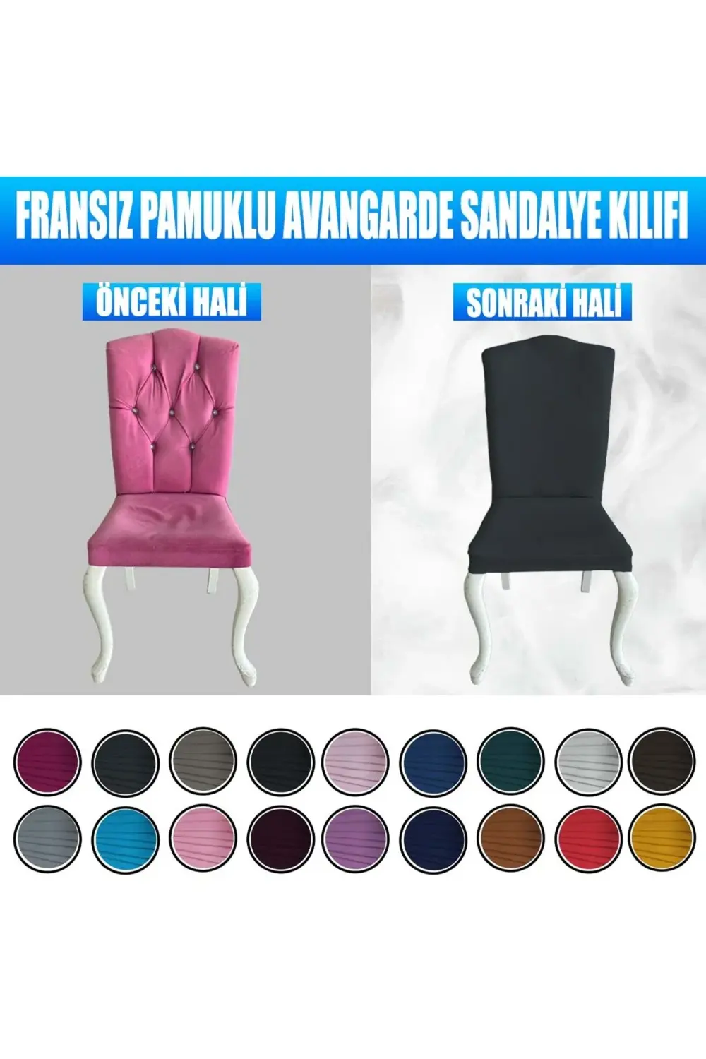 4 Adet Fransız Pamuklu Kumaş Avangarde Tipi Sandalye Kılıfı & San