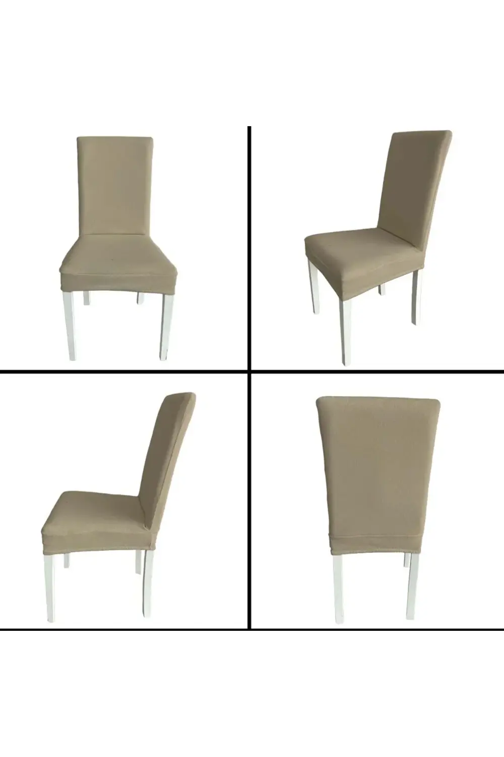 4 Adet Fransız Pamuklu Kumaş Salon Tipi Sandalye Kılıfı & Sandaly