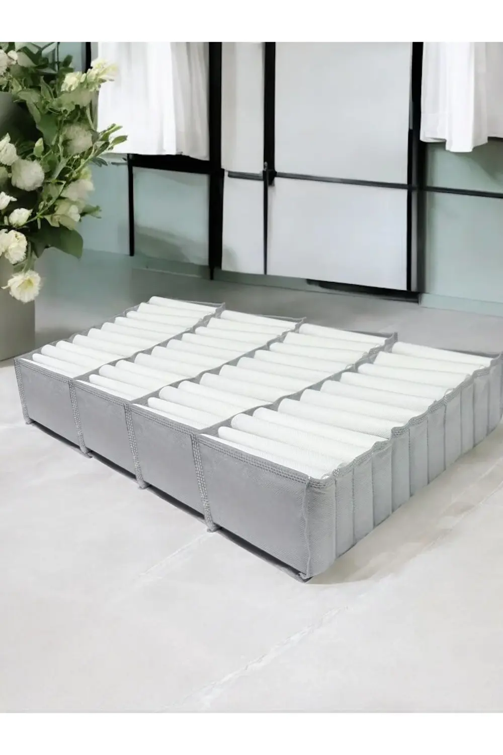 4 Adet Gri Akordiyon Tipi Medium 11 Gözlü Çekmece Içi Düzenleyici