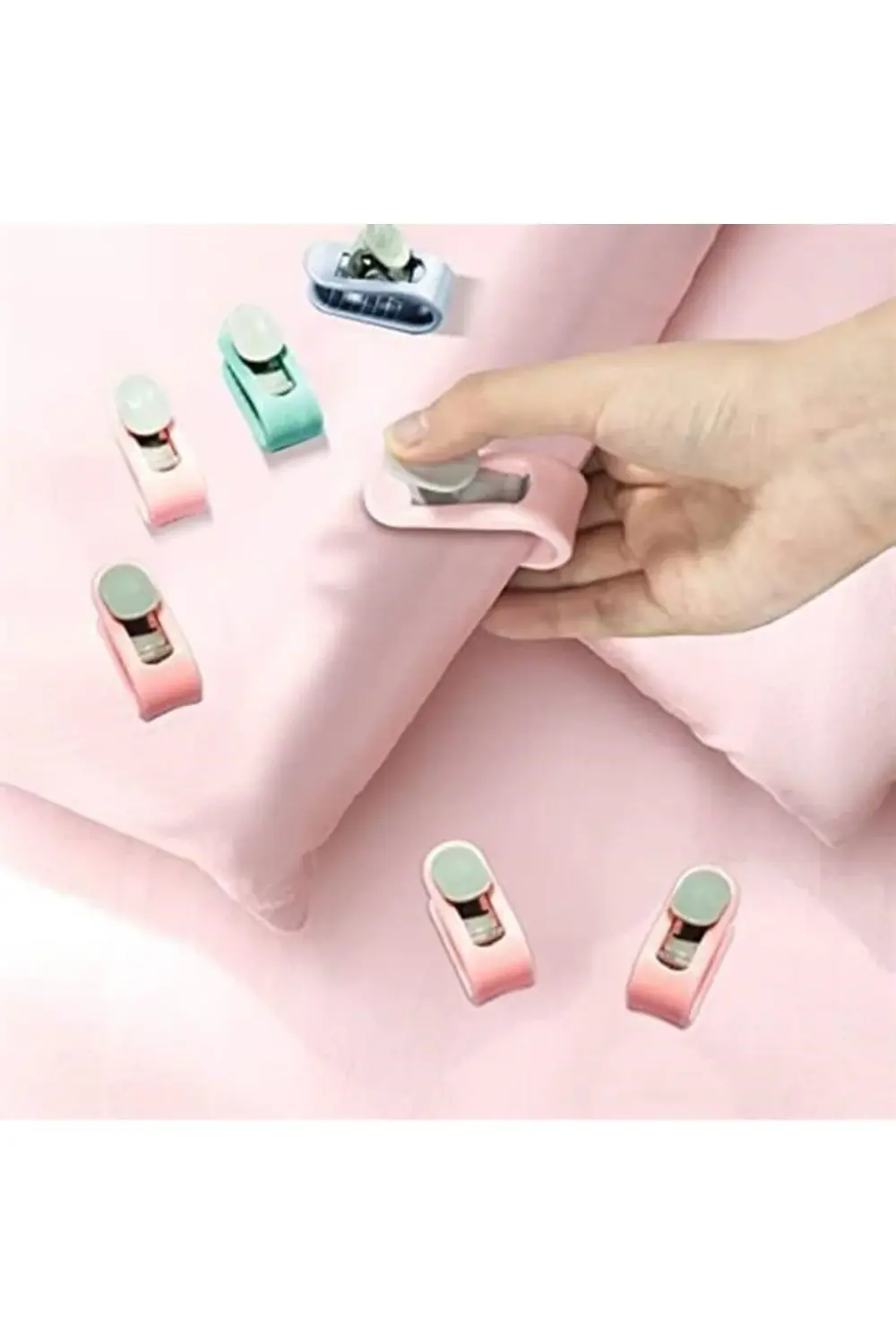 ® 4 Adet İğnesiz Yorgan Çarşaf Ve Perde Tutucu Sabitleyici Kaydır