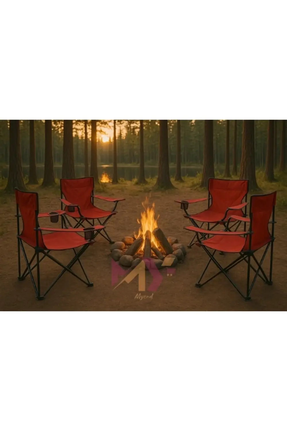 4 Adet Katlanır Taşıma Çantalı Kamp Sandalyesi, Dış Ortam Portati