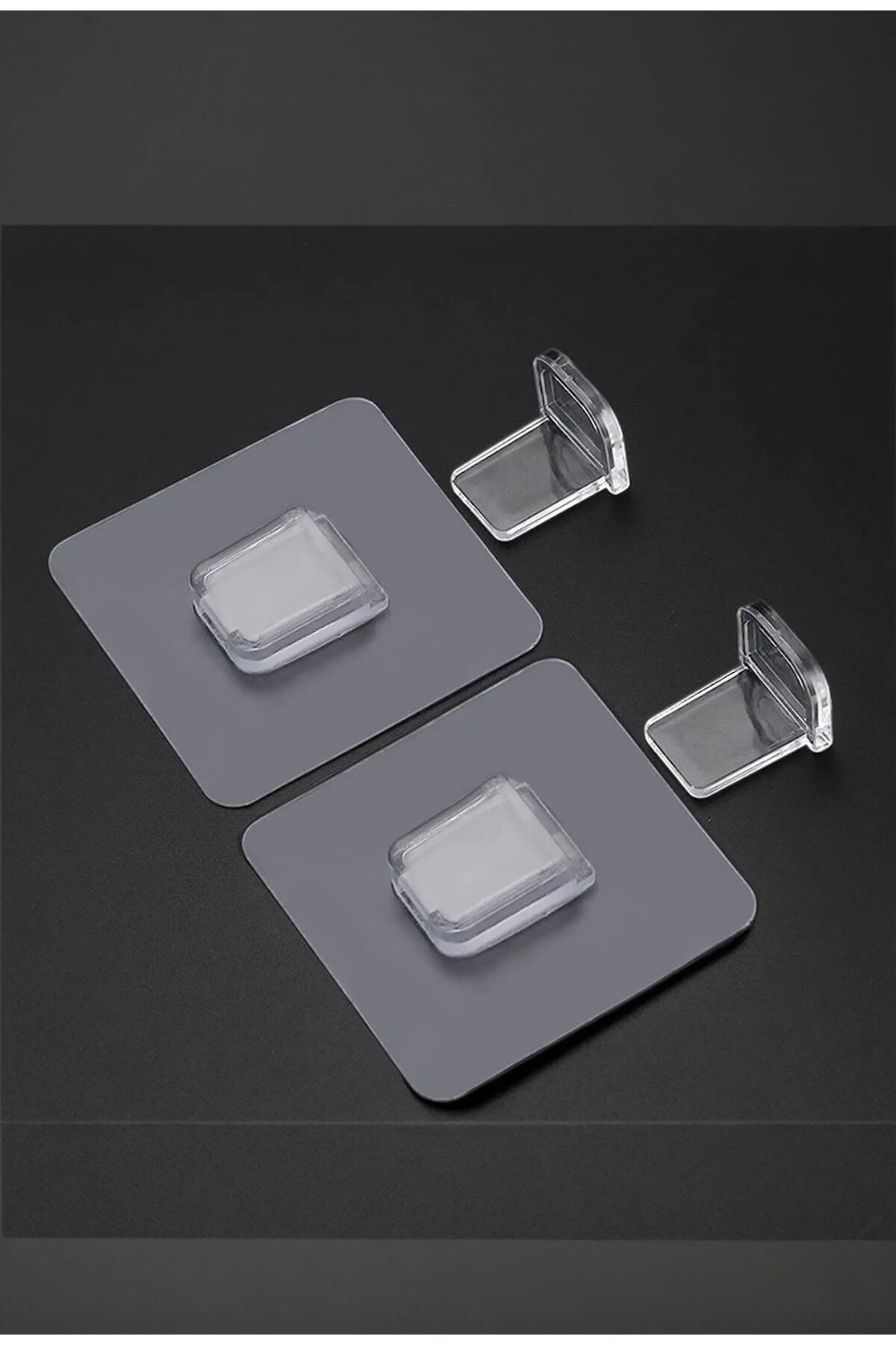 4 Adet Kendinden Yapışkanlı Şeffaf Raf Tutucu Aparat