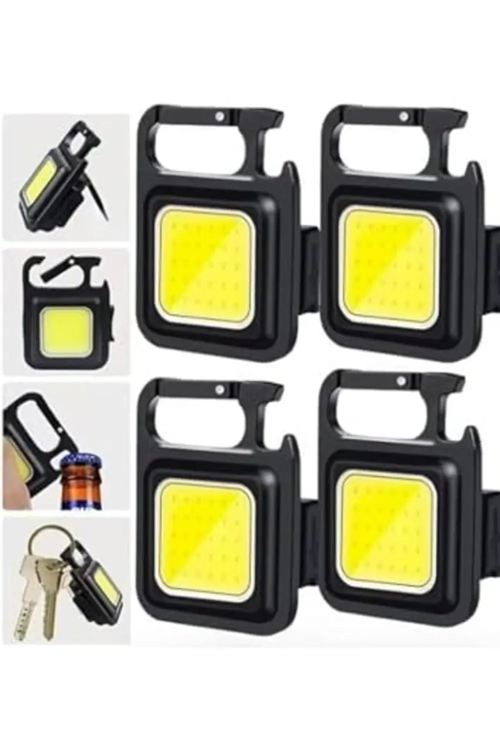 4 Adet Led Anahtarlıklı Metal Kasa El Şişe Açacağı Usb’li Şarj Ed