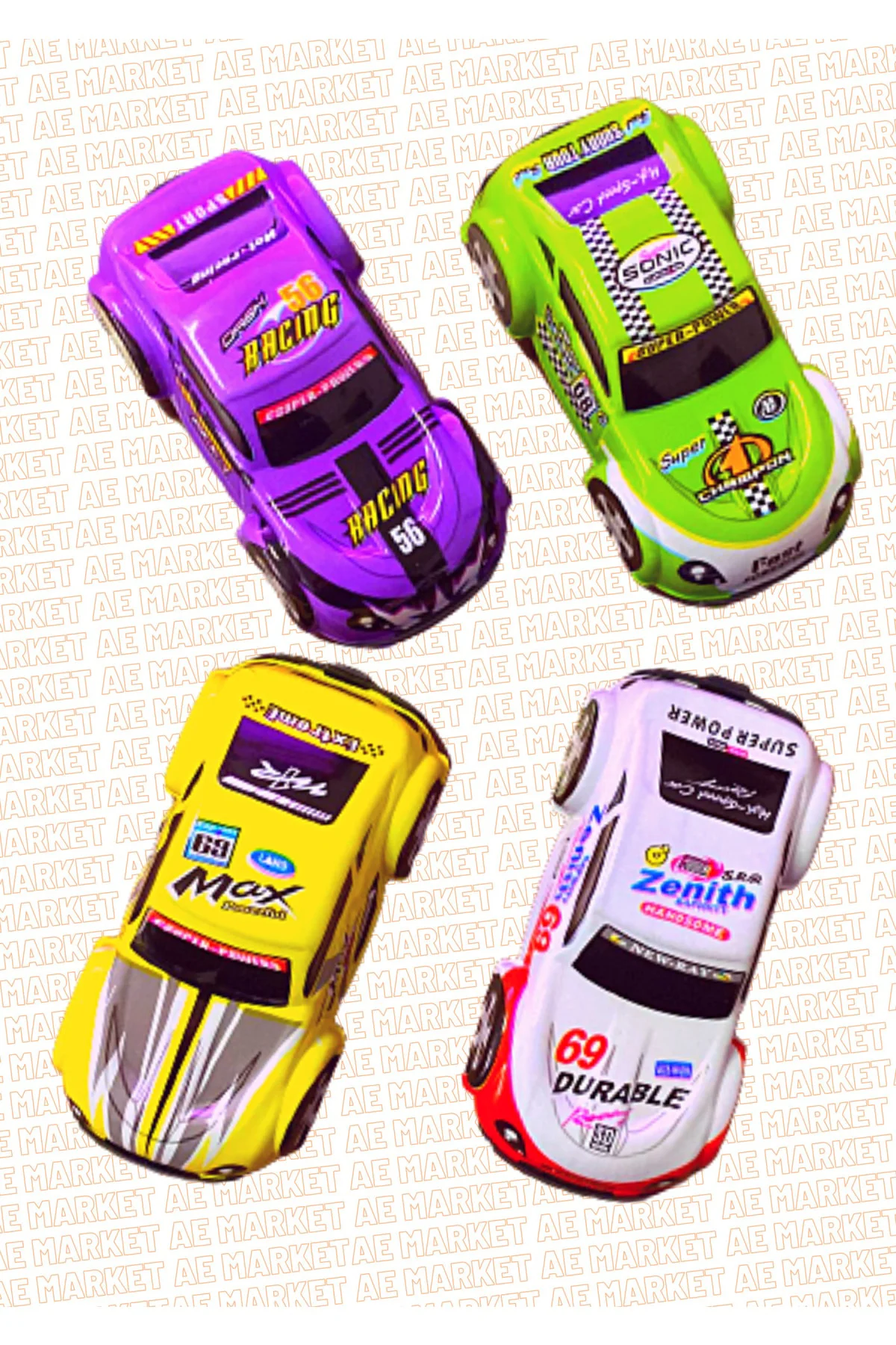 4 Adet Maket Plastik Çek Bırak Oyuncak Araba - Ince Plastik Vakum